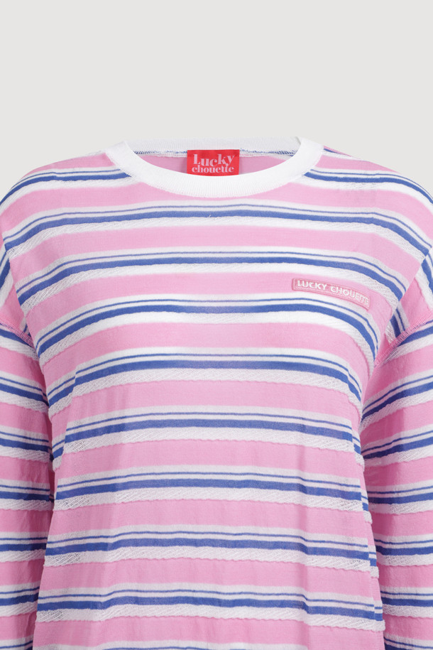 LUCKY CHOUETTE - 스웨터 - Color Stripe Knit Pullover (pink)