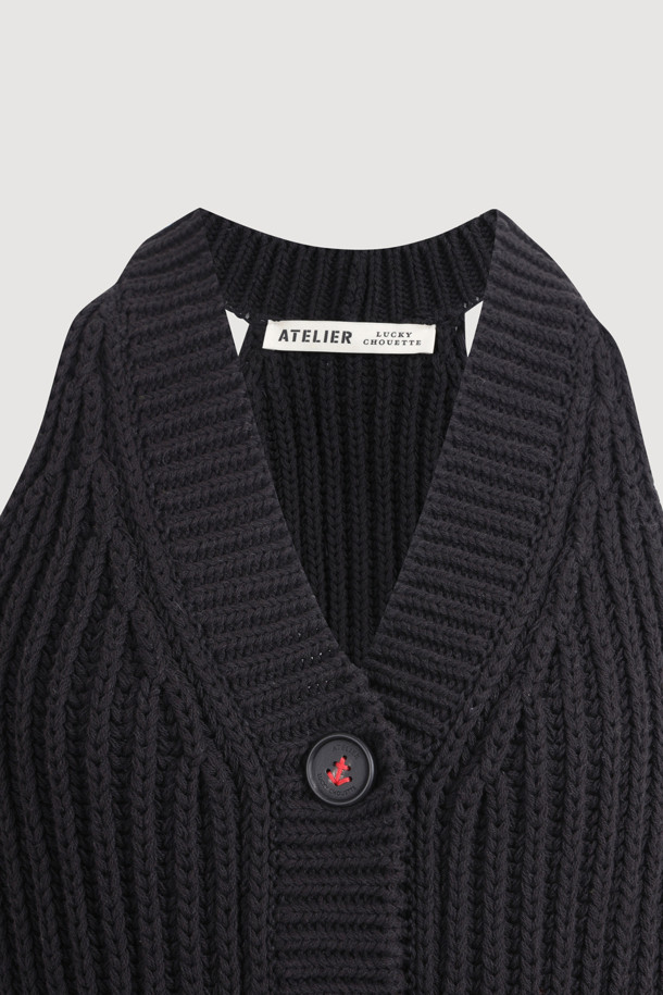 LUCKY CHOUETTE - 베스트 - [Atelier] 5GG Knit Vest (black)