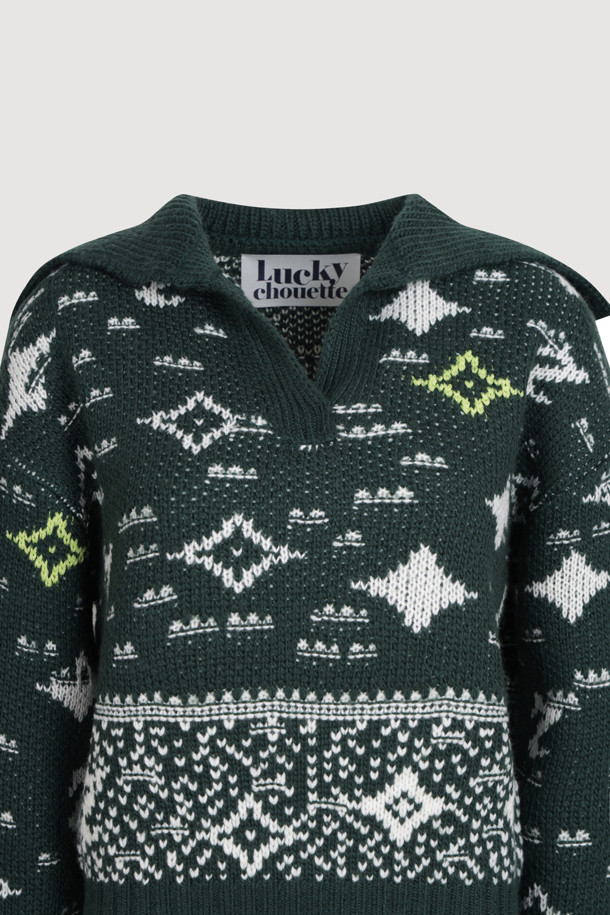 LUCKY CHOUETTE - 스웨터 - [Holiday Edition] Sailor Jacquard Knitwear Pullover (green)