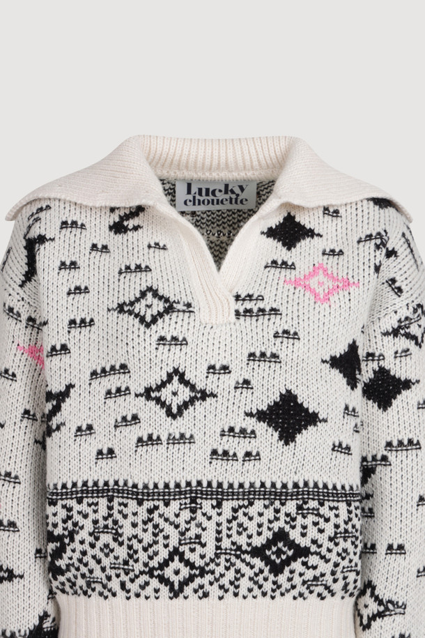 LUCKY CHOUETTE - 스웨터 - [Holiday Edition] Sailor Jacquard Knitwear Pullover (ivory)