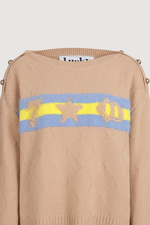 LUCKY CHOUETTE - 스웨터 - [Holiday Edition] Front Accentuated Knit Pullover (camel)