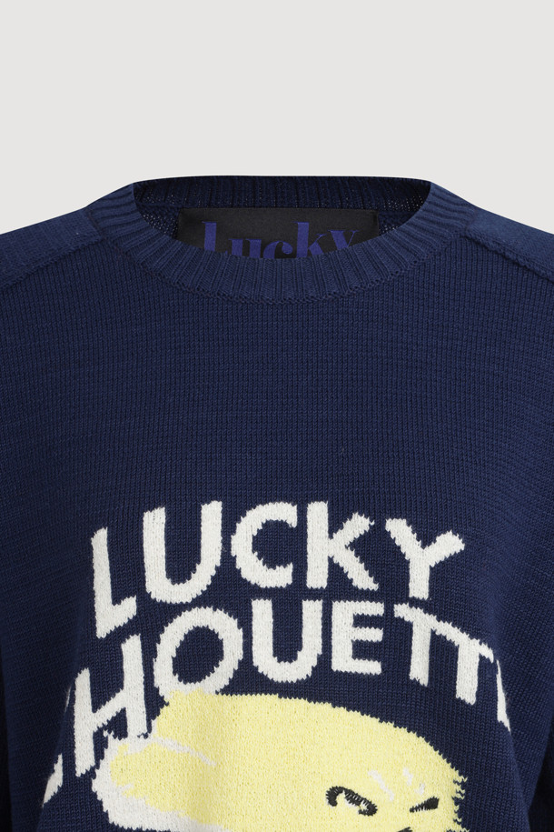 LUCKY CHOUETTE - 스웨터 - Intarsia Chouette Round Neck Pullover (dark navy)