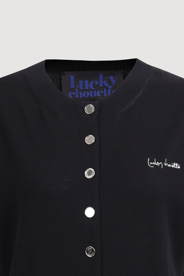 LUCKY CHOUETTE - 가디건 - Essential Half Sleeve Knit Cardigan (black)