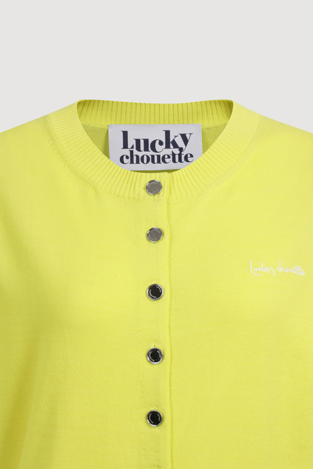 LUCKY CHOUETTE - 가디건 - Essential Half Sleeve Knit Cardigan (yellow)
