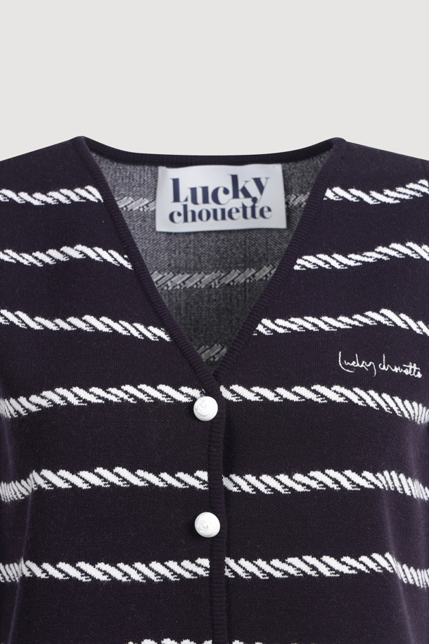 LUCKY CHOUETTE - 베스트 - Stripe Knit Vest (dark navy)