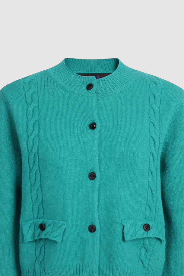 LUCKY CHOUETTE - 가디건 - Back Lucky Lettering Knit Cardigan (green)