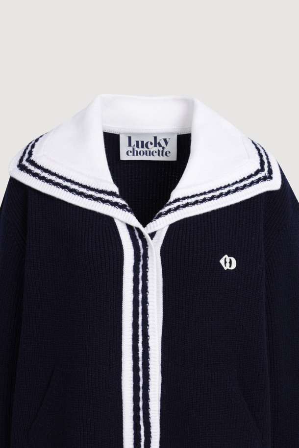 LUCKY CHOUETTE - 가디건 - Mini Sailor Knit Cardigan (navy)