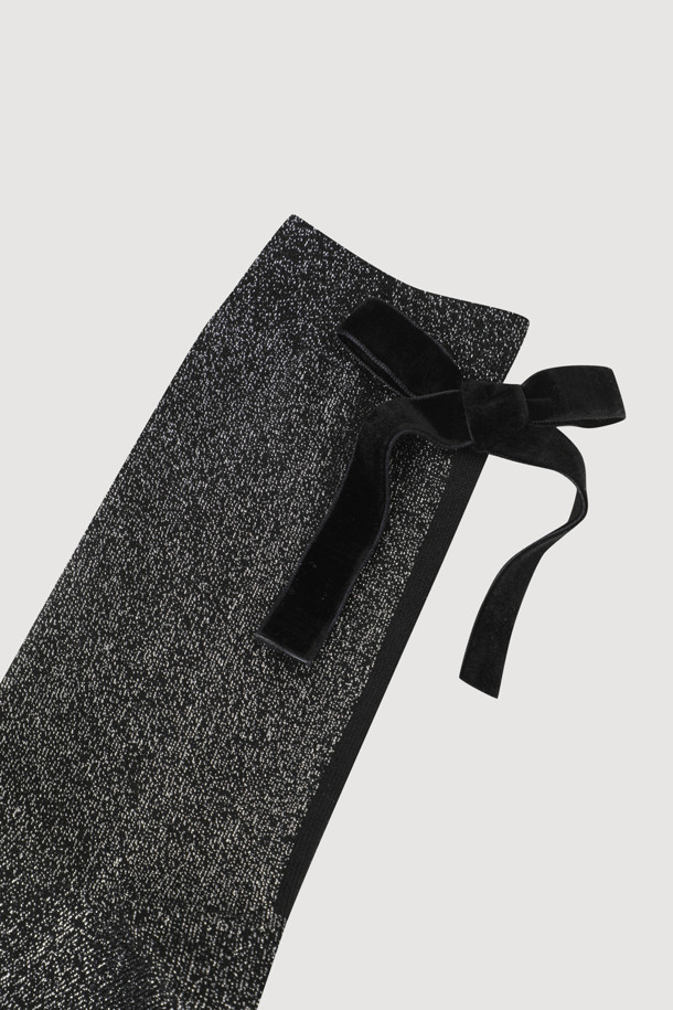 LUCKY CHOUETTE - 양말 - [Holiday Edition] Ribbon Decorated Metal Socks (black)