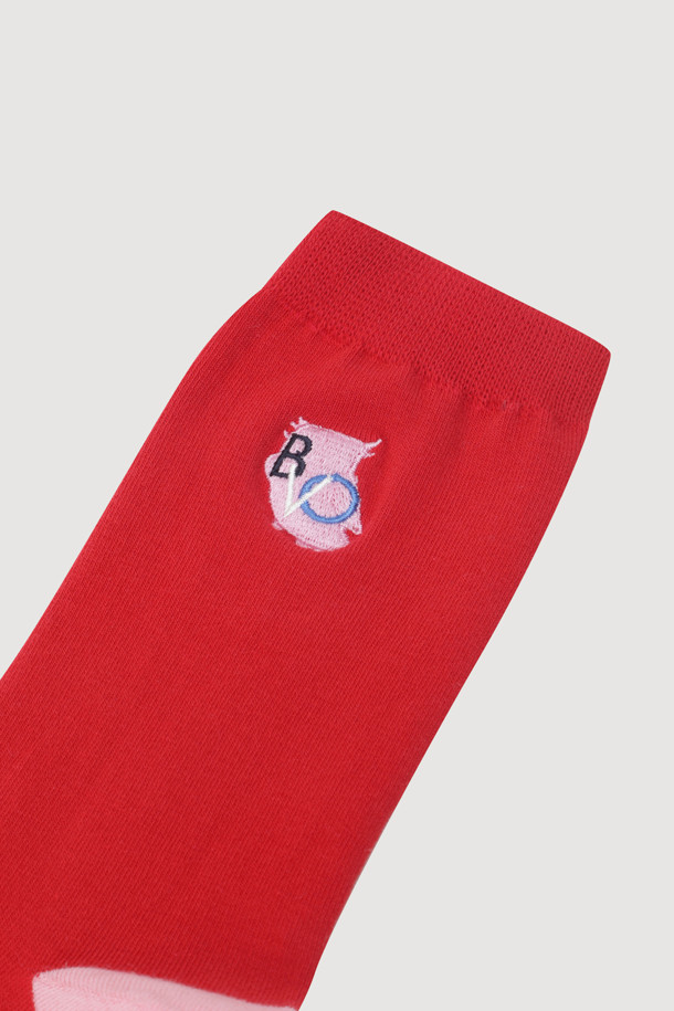 LUCKY CHOUETTE - 양말 - Chouette Embroidery Socks (red)