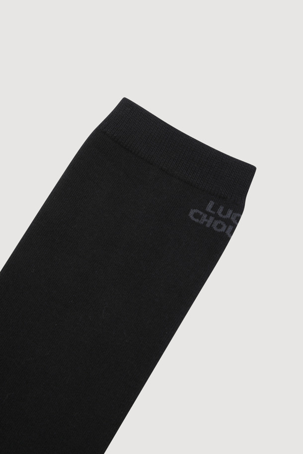 LUCKY CHOUETTE - 양말 - Lettering Point Over Knee Socks (black)