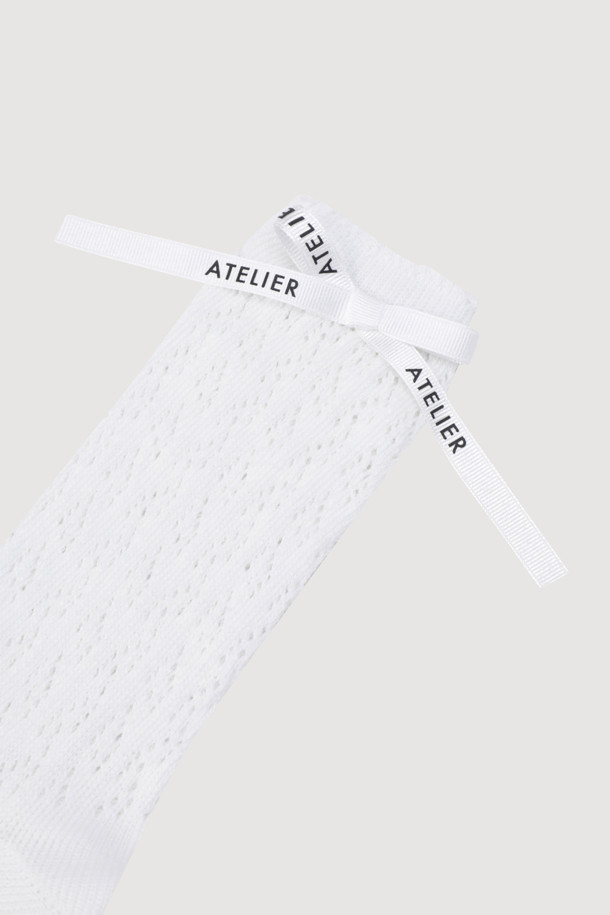 LUCKY CHOUETTE - 양말 - [Re-Order] A-Ribbon Decoration Roomy Socks