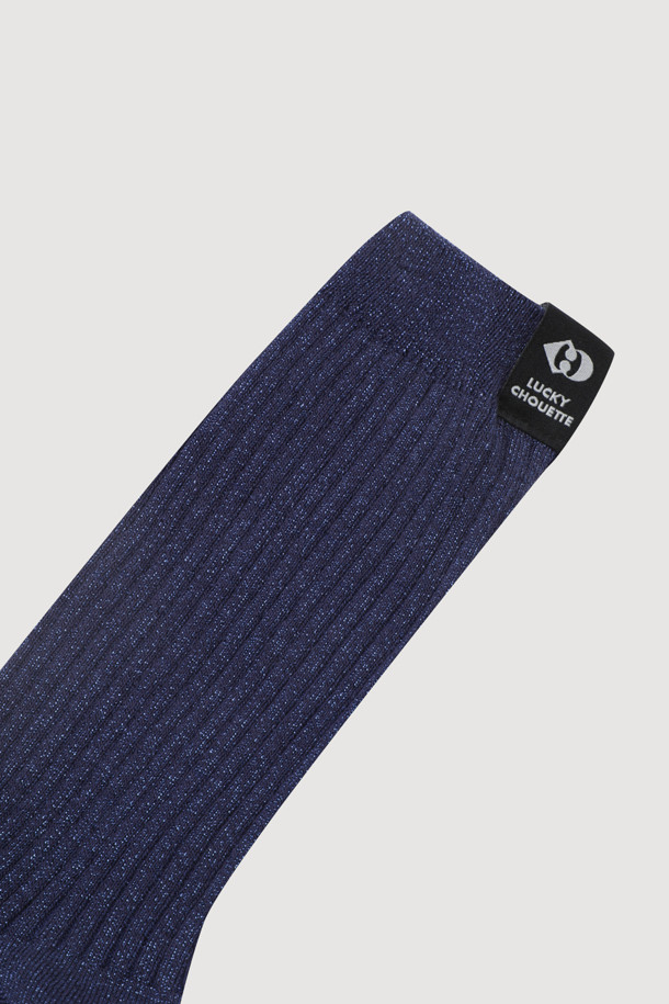 LUCKY CHOUETTE - 양말 - Label Decorated Metal Socks(navy)