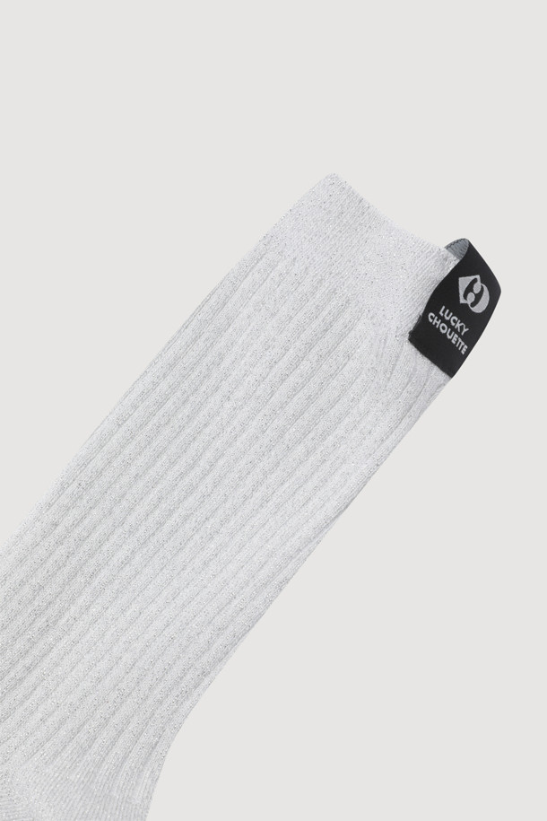 LUCKY CHOUETTE - 양말 - Label Decorated Metal Socks(silver)