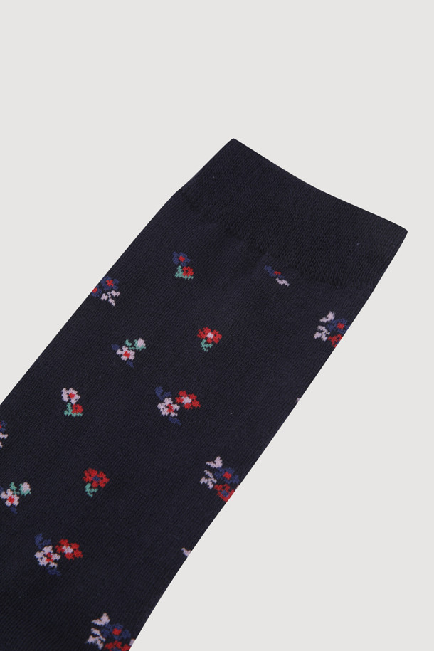 LUCKY CHOUETTE - 양말 - Flower Pattern Socks(navy)