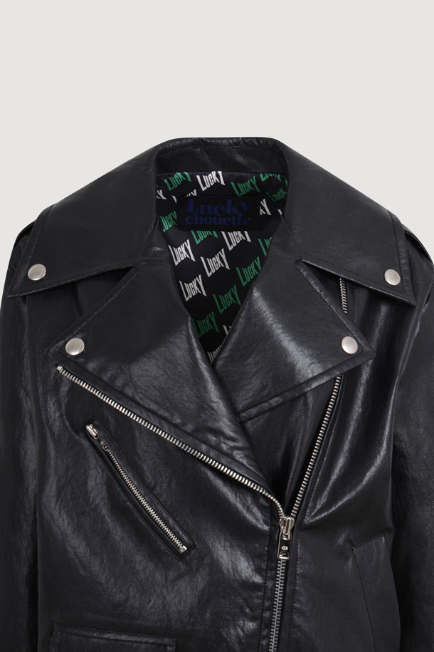 LUCKY CHOUETTE - 자켓 - Leather Denim Mix Jacket (black)