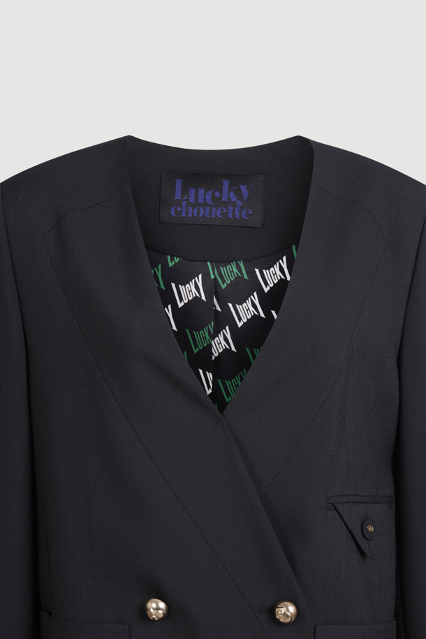 LUCKY CHOUETTE - 자켓 - Collarless Back Strap Jacket (black)