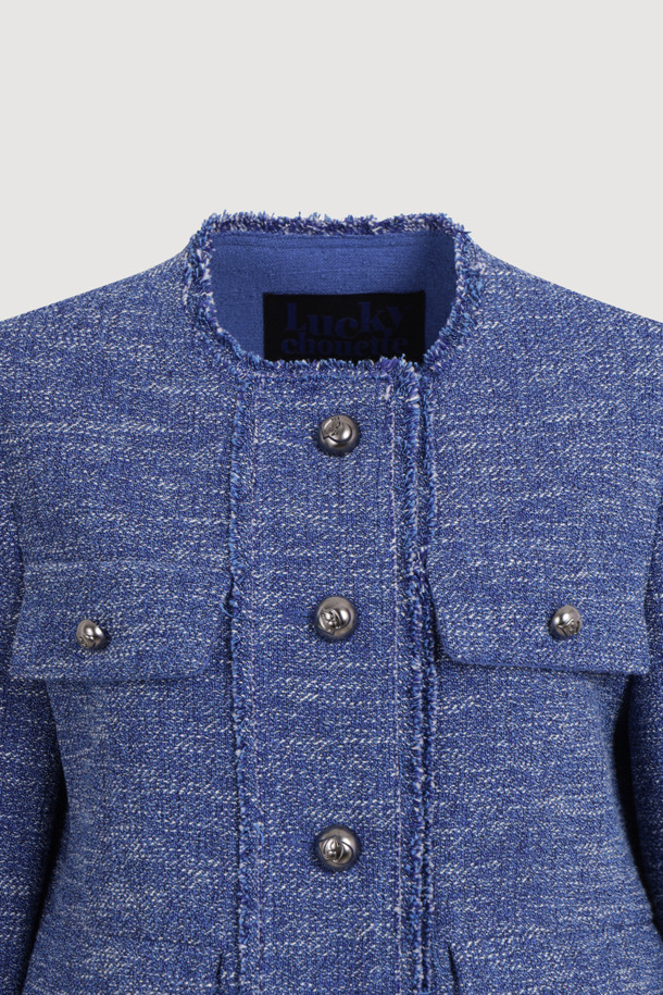 LUCKY CHOUETTE - 자켓 - Herringbone Bold Burton Crop Jacket (blue)