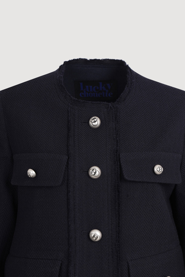 LUCKY CHOUETTE - 자켓 - Herringbone Bold Burton Crop Jacket (dark navy)