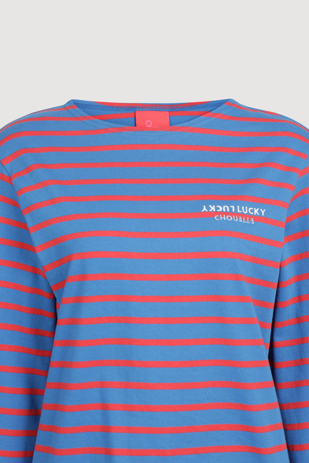 LUCKY CHOUETTE - 티셔츠 - Boat neck Stripe Longsleeve T-shirt (blue)