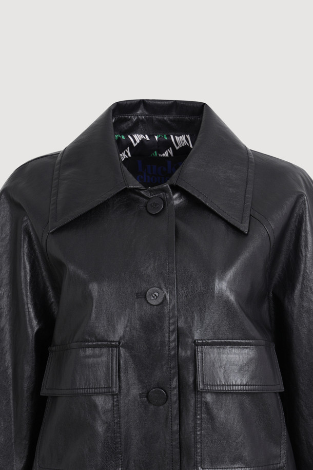 LUCKY CHOUETTE - 점퍼 - Leather Blouson Jumper (black)