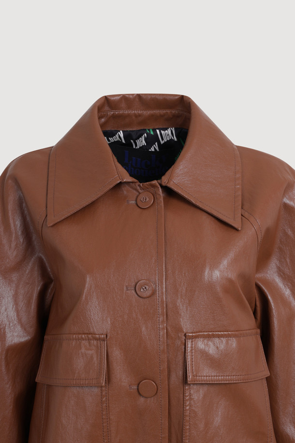 LUCKY CHOUETTE - 점퍼 - Leather Blouson Jumper (camel)