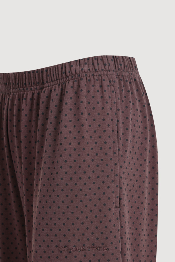 LUCKY CHOUETTE - 롱/미디팬츠 - Chouetties by LUCKY CHOUETTE_Pattern Jersey Long Pants (brown)
