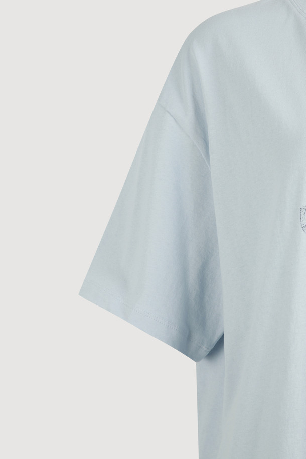 LUCKY CHOUETTE - 반소매 티셔츠 - [Re-Order] Chouetties by LUCKY CHOUETTE_Graphic Semi Over Fit Half Sleeve T-shirt (light blue)