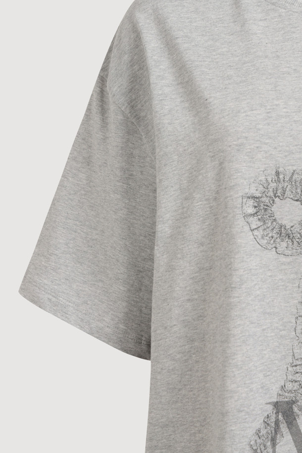 LUCKY CHOUETTE - 반소매 티셔츠 - Chouetties by LUCKY CHOUETTE_Graphic Semi Over Fit Half Sleeve T-shirt (melange grey)
