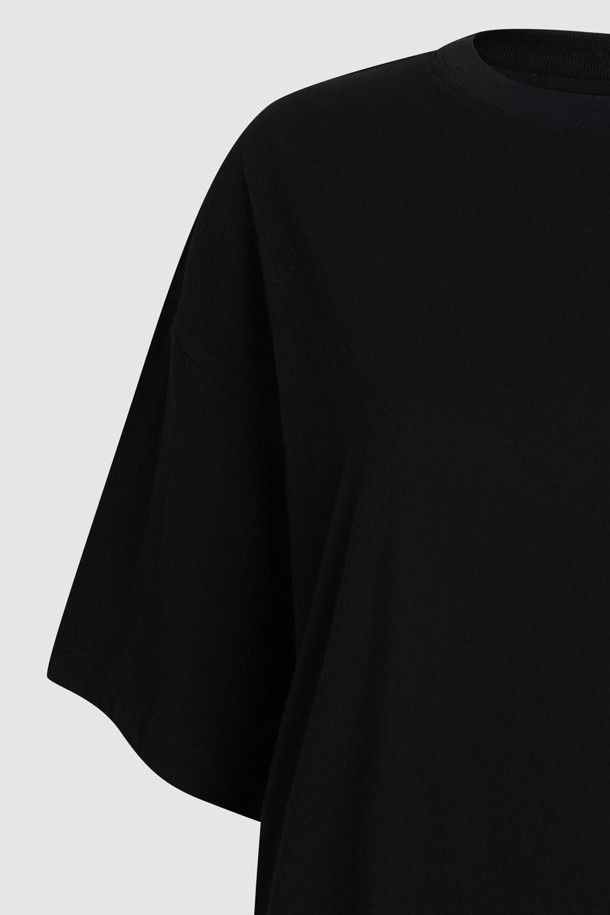 LUCKY CHOUETTE - 반소매 티셔츠 - Chouetties by LUCKY CHOUETTE_Ribbon Point Loose Fit Half Sleeve T-shirt (black)