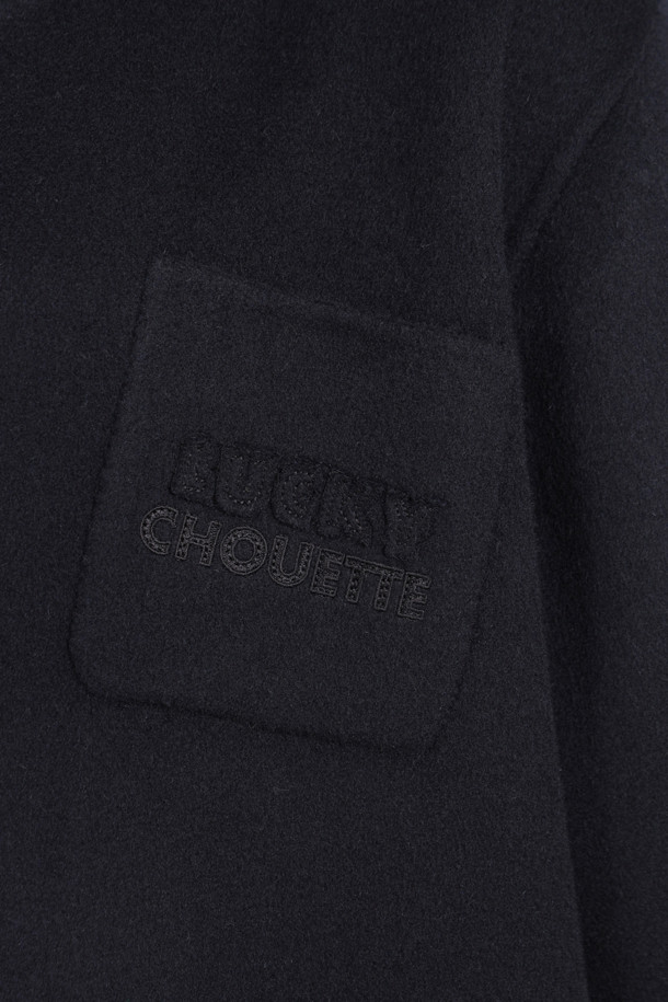 LUCKY CHOUETTE - 코트 - [Handmade] Collarless Leather Pocket Coat (dark navy)