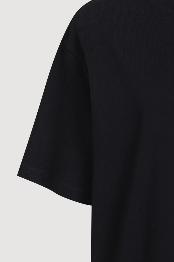 LUCKY CHOUETTE - 반소매 원피스 - Pleats Texture Block Half Sleeve Jersey Dress (black)