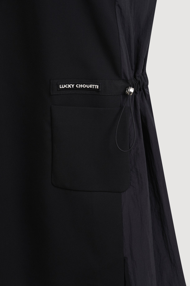 LUCKY CHOUETTE - 민소매 원피스 - Texture Mix Mini Dress (black)