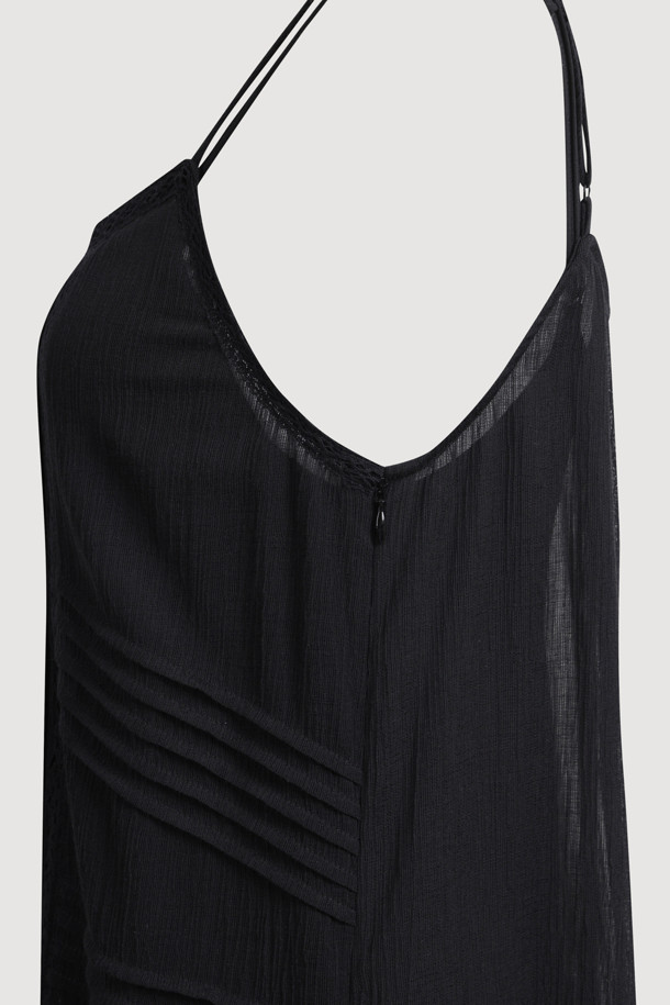 LUCKY CHOUETTE - 민소매 원피스 - Tuck Slip Dress (black)