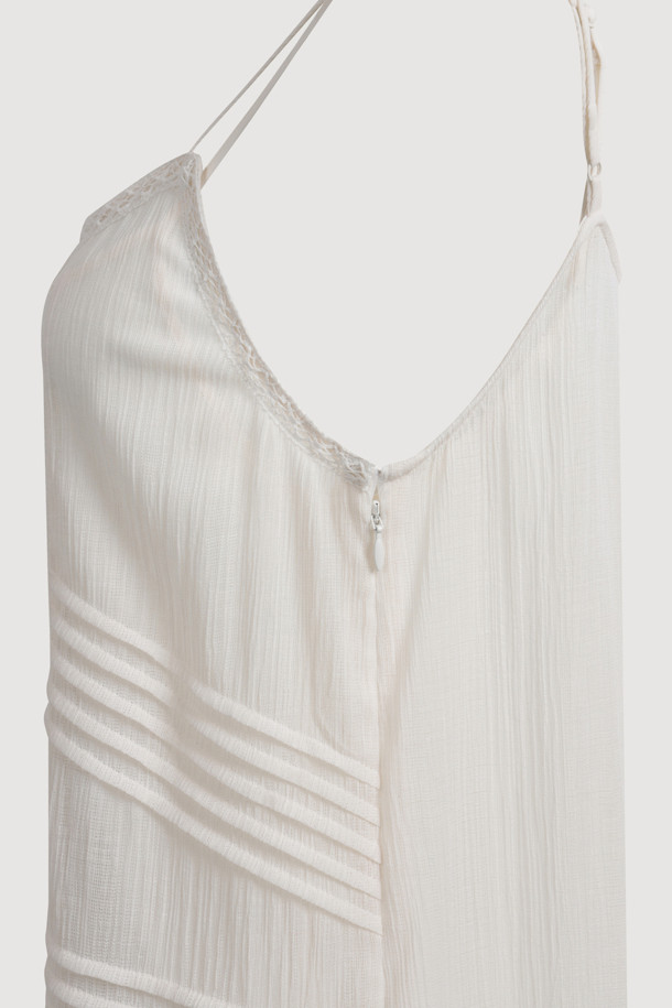 LUCKY CHOUETTE - 민소매 원피스 - Tuck Slip Dress (ivory)
