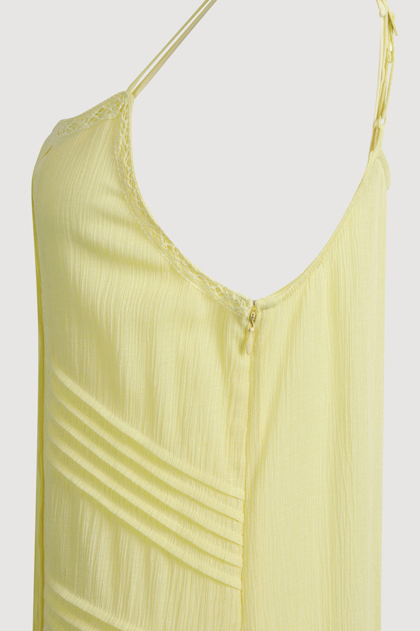 LUCKY CHOUETTE - 민소매 원피스 - Tuck Slip Dress (yellow)