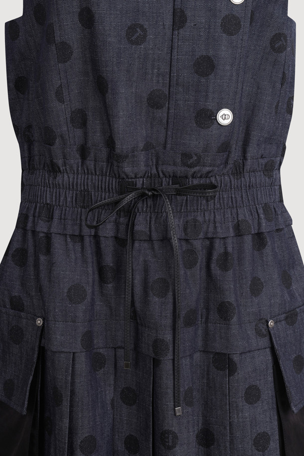 LUCKY CHOUETTE - 민소매 원피스 - [Atelier] Dot Print Sleeveless Dress (dark navy)