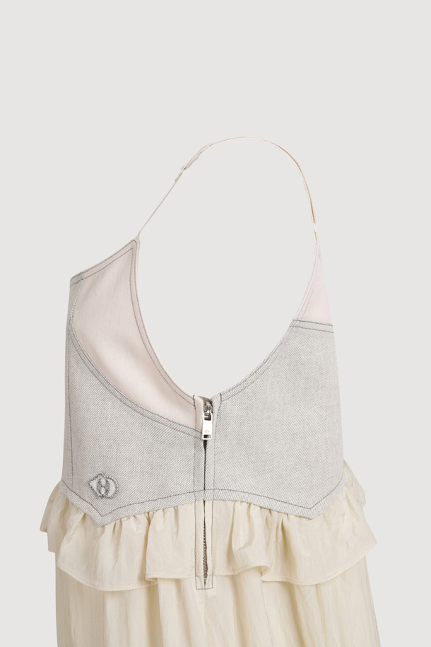 LUCKY CHOUETTE - 민소매 원피스 - [Holiday Edition] Denim Like MIX Slip Dress (light beige)