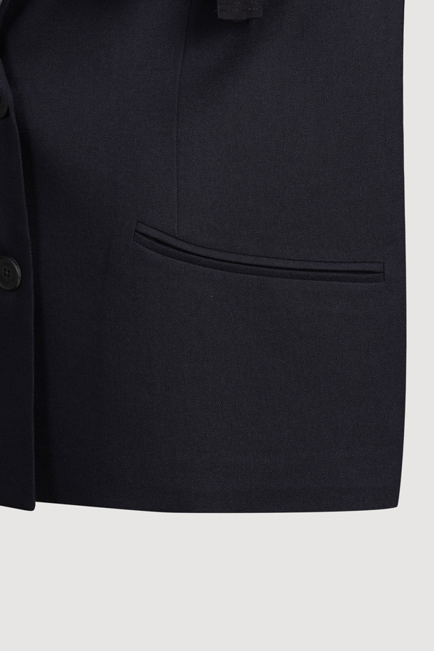 LUCKY CHOUETTE - 자켓 - Pocket Ribbon Single Jacket (dark navy)
