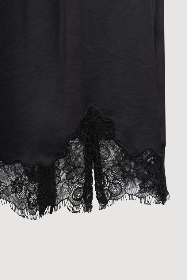 LUCKY CHOUETTE - 미니스커트 - [Re-Order] Lace Point Banding Mini Skirt (black)