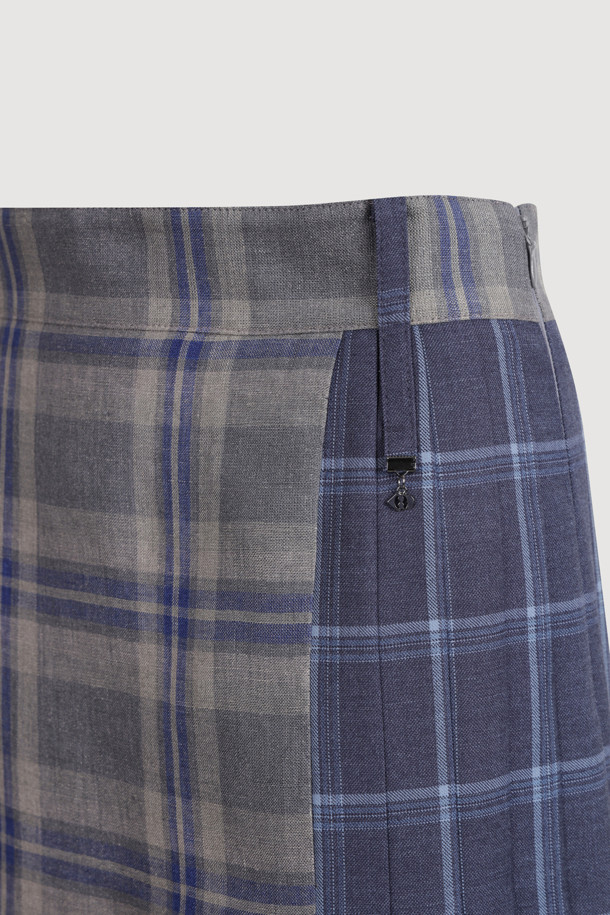 LUCKY CHOUETTE - 롱스커트 - Check Mix Long Pleats Skirt (multi color)