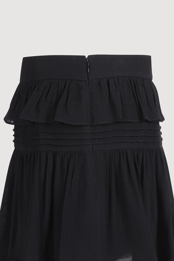 LUCKY CHOUETTE - 미니스커트 - [Re-Order] Pin Tuck Point Mini Skirt (dark black)