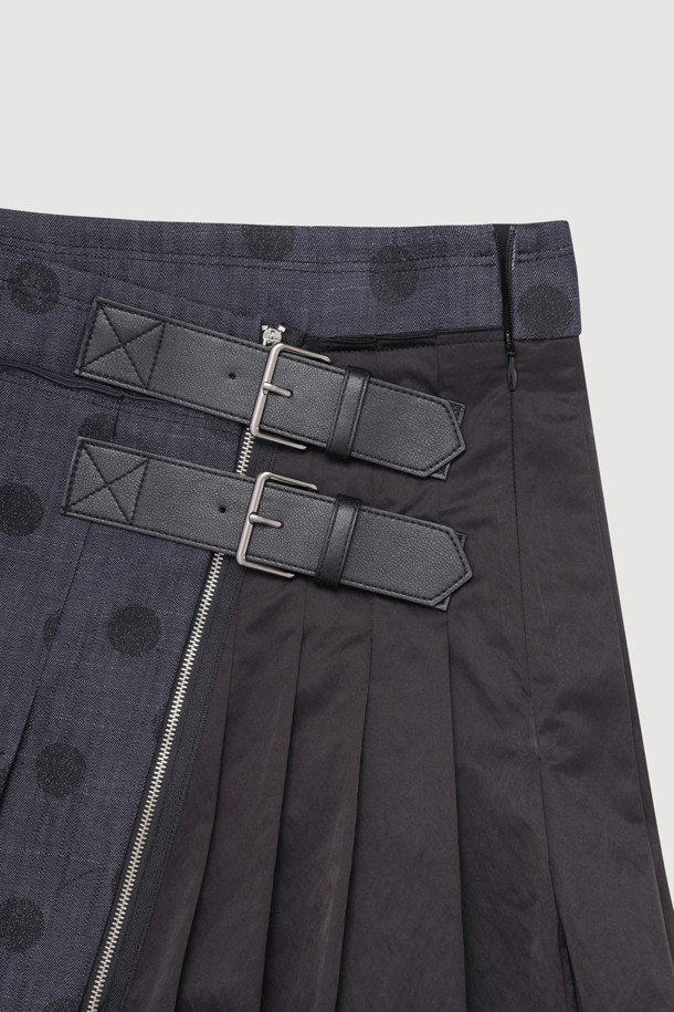 LUCKY CHOUETTE - 미디스커트 - [Atelier] Denim Like Dot Midi Skirt (dark navy)