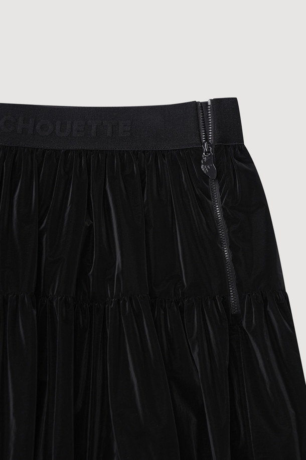 LUCKY CHOUETTE - 미디스커트 - [Holiday Edition] Pleated Point Banding Midi Skirt (dark black)