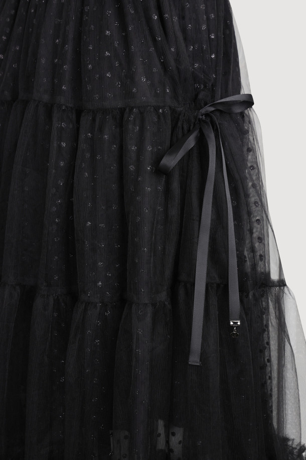 LUCKY CHOUETTE - 롱스커트 - [Holiday Edition] Mesh Long Banding Skirt (black)