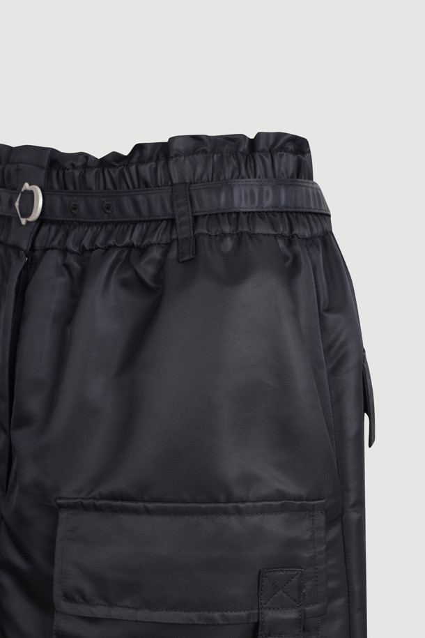 LUCKY CHOUETTE - 미니스커트 - Hem String Banding Skirt (fabric belt) (black)