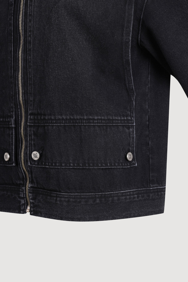 LUCKY CHOUETTE - 자켓 - Front Detail Denim Collar Jacket (black)