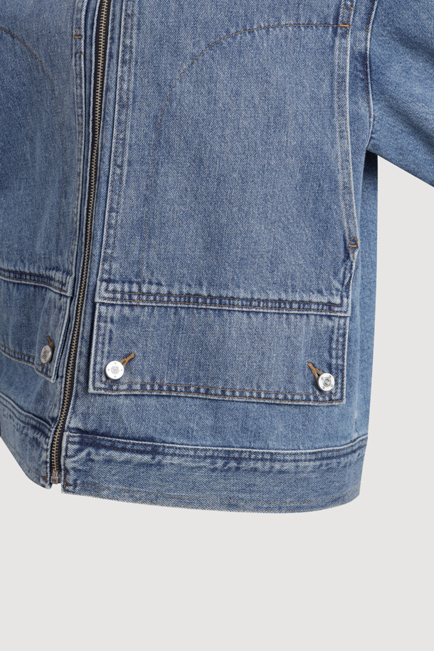 LUCKY CHOUETTE - 자켓 - Front Detail Denim Collar Jacket (blue)