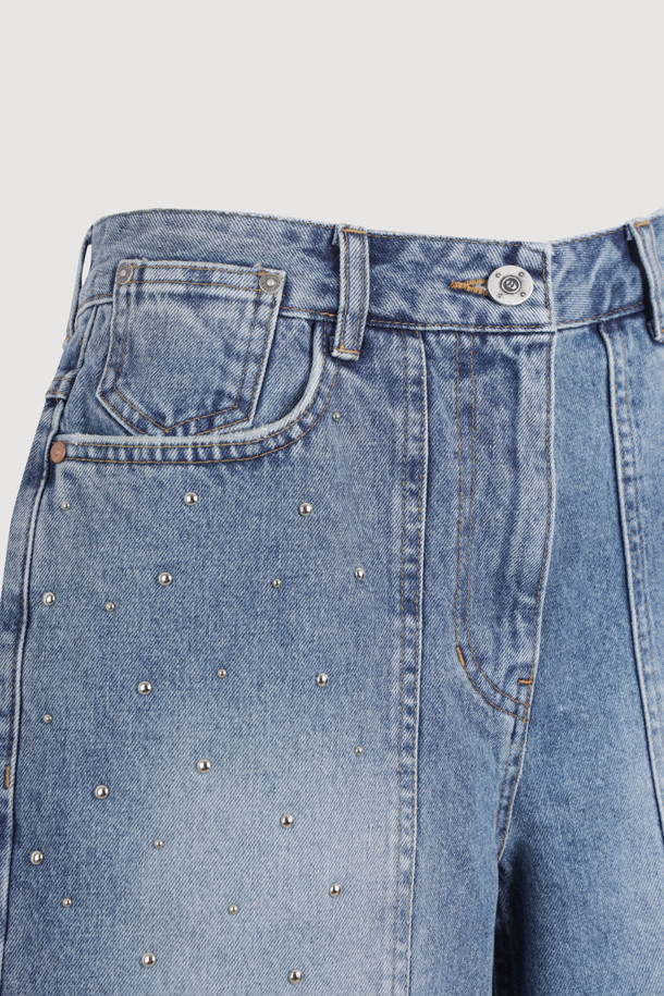 LUCKY CHOUETTE - 데님 - [Atelier] Studded Denim Shorts (blue)