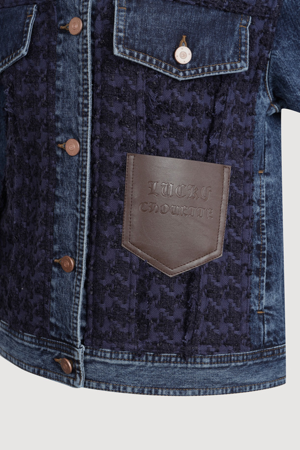 LUCKY CHOUETTE - 자켓 - Tweed MIX Denim Jacket (blue)