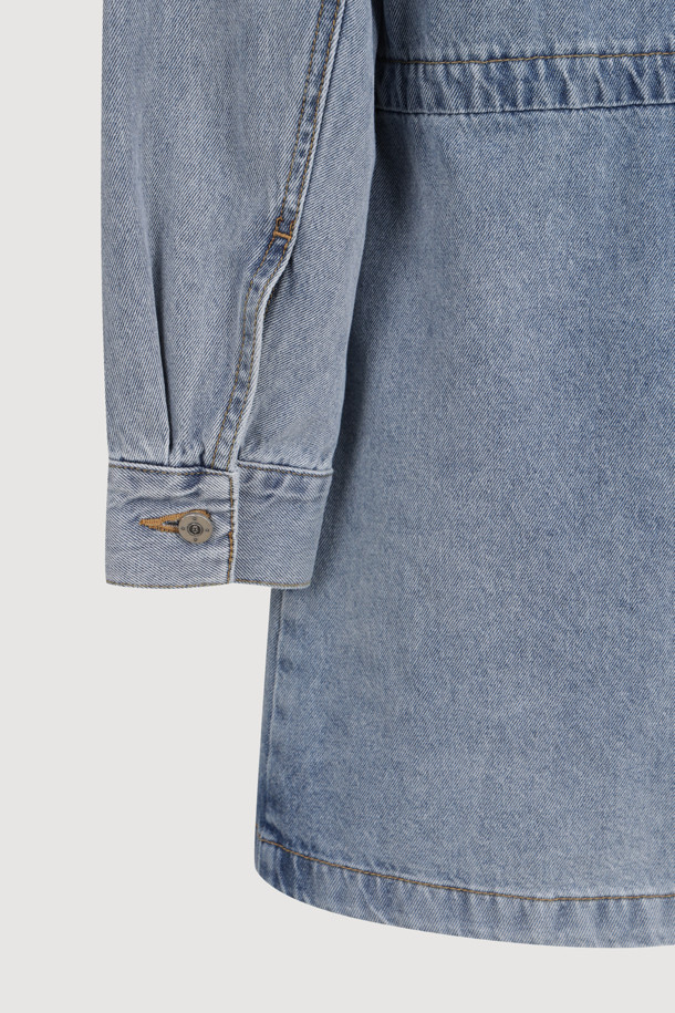 LUCKY CHOUETTE - 데님 원피스 - Corduroy Collar Denim Dress (blue)